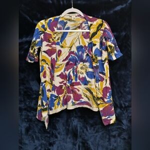 Harold's Multicolor Floral Blouse - Blue, Purple, Yellow